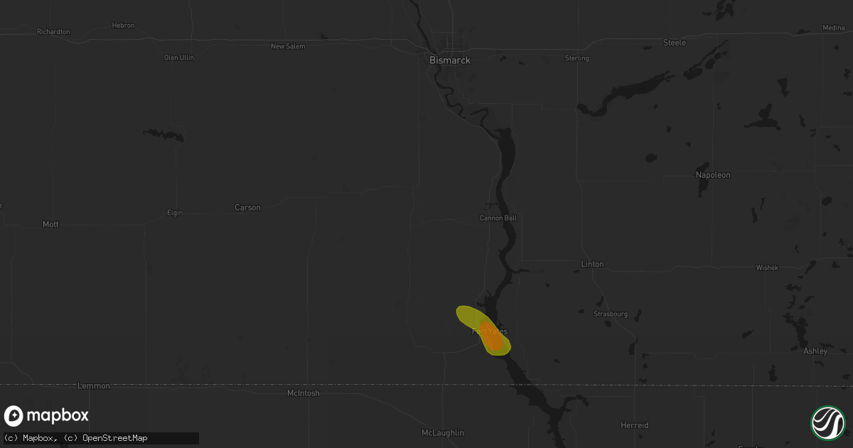 Hail map in Solen, ND on July 3, 2026