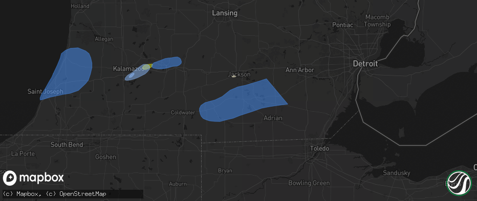 Hail map in Somerset Center, MI on July 3, 2026