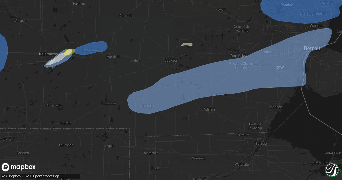 Hail map in Somerset Center, MI on July 3, 2026