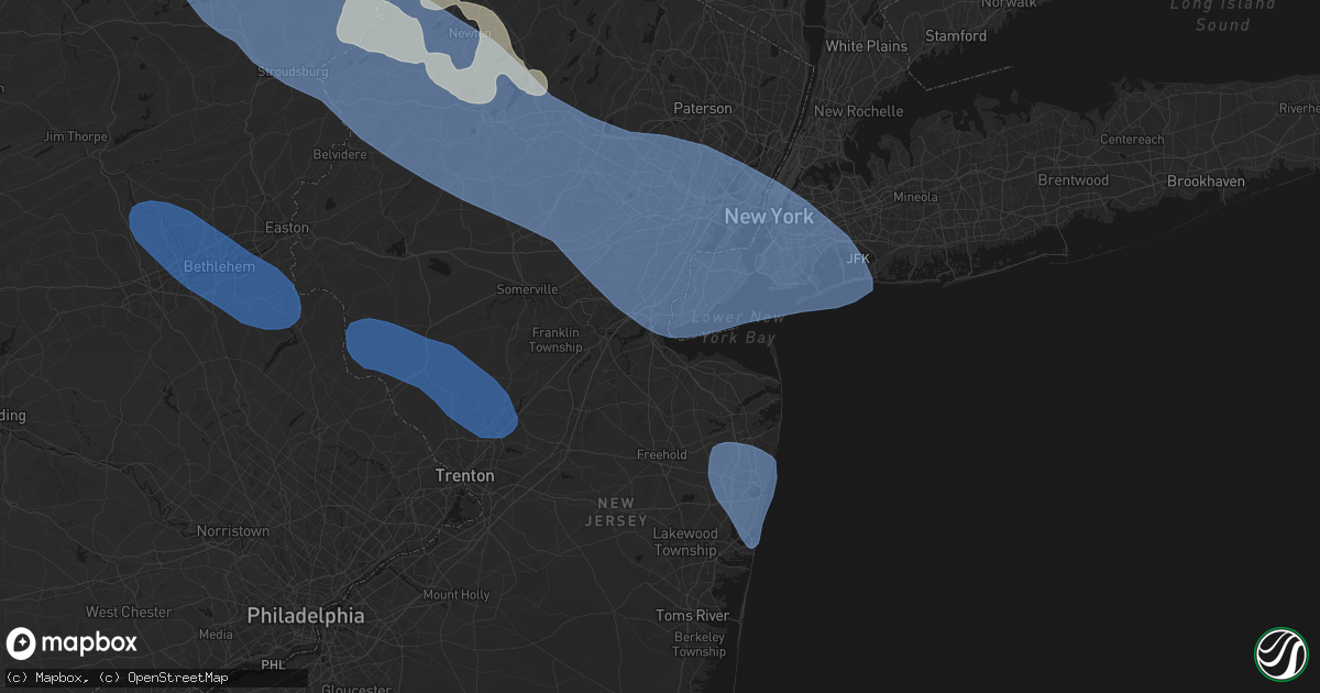 Hail map in South Amboy, NJ on July 3, 2026
