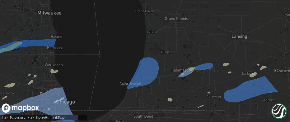 Hail map in South Haven, MI on July 3, 2026
