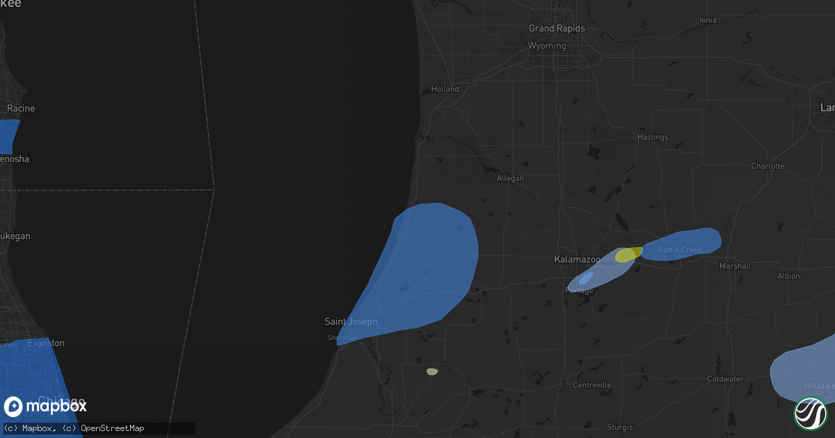Hail map in South Haven, MI on July 3, 2026