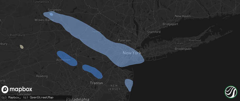 Hail map in South Orange, NJ on July 3, 2026