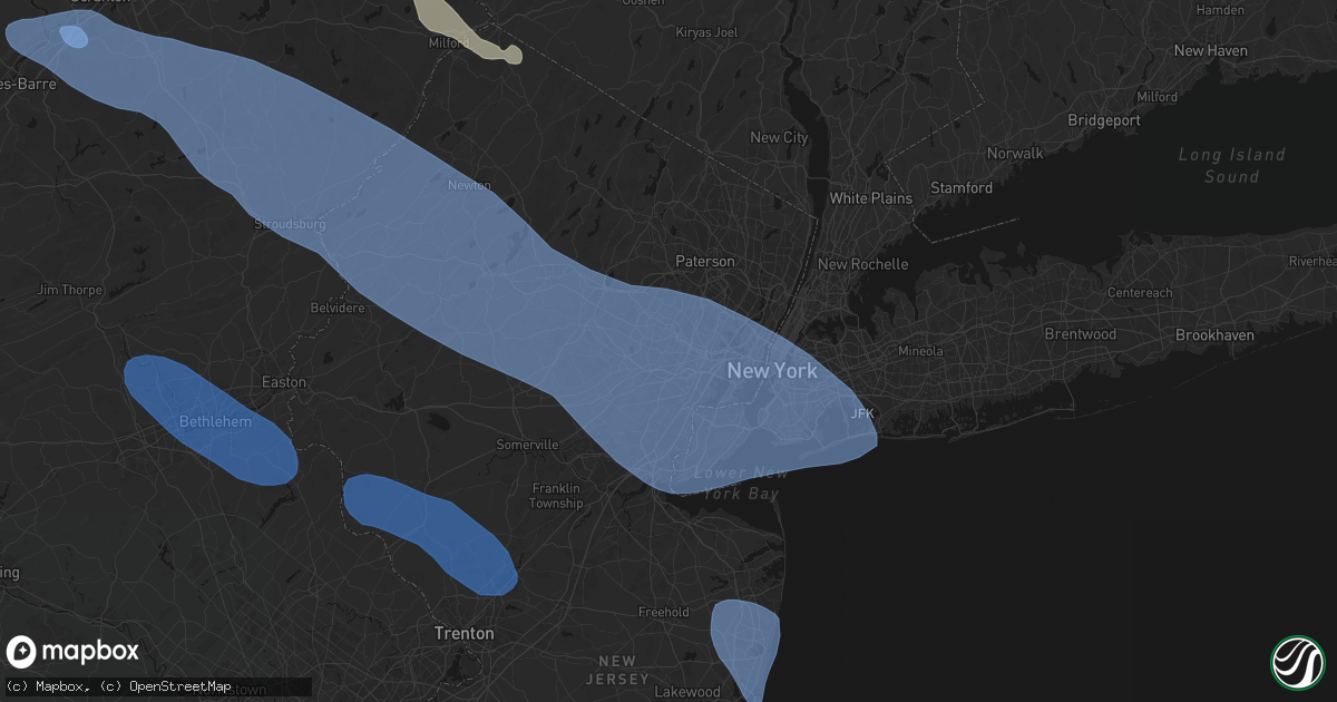 Hail map in South Orange, NJ on July 3, 2026