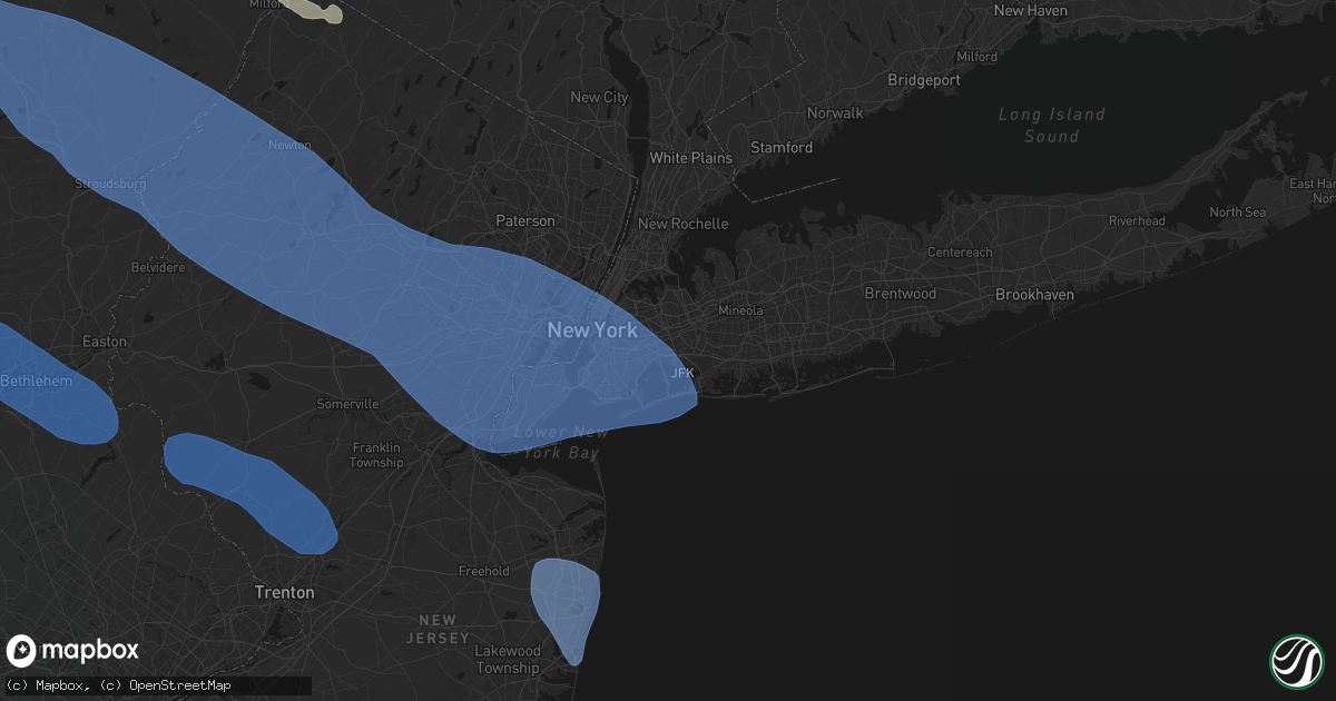Hail map in South Ozone Park, NY on July 3, 2026