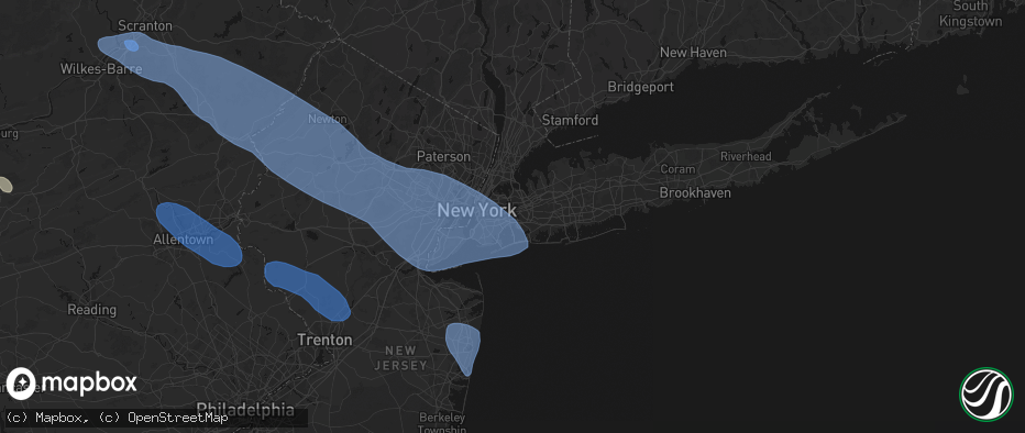 Hail map in South Richmond Hill, NY on July 3, 2026