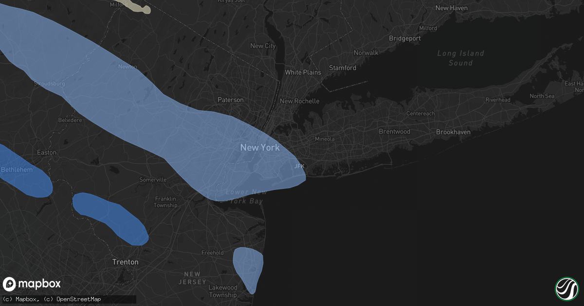 Hail map in South Richmond Hill, NY on July 3, 2026