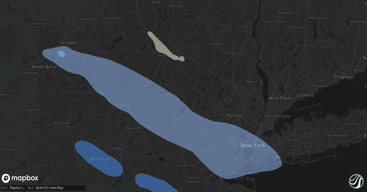 Hail map in Sparta, NJ on July 3, 2026