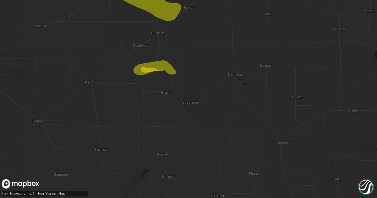 Hail map in Spearman, TX on July 3, 2026