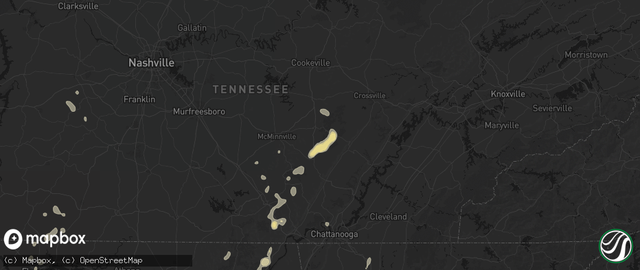Hail map in Spencer, TN on July 3, 2026