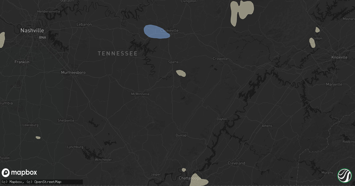 Hail map in Spencer, TN on July 3, 2026