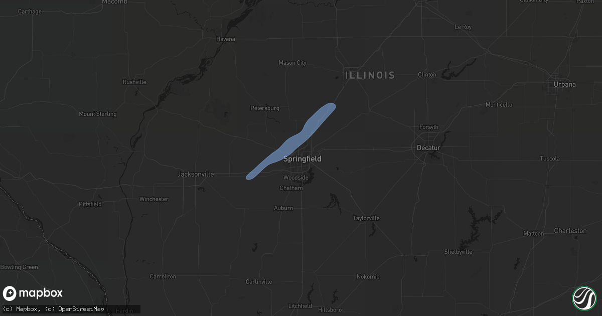 Hail map in Springfield, IL on July 3, 2026