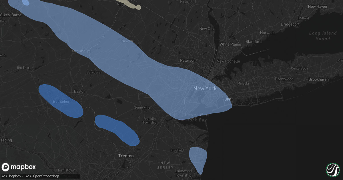 Hail map in Springfield, NJ on July 3, 2026