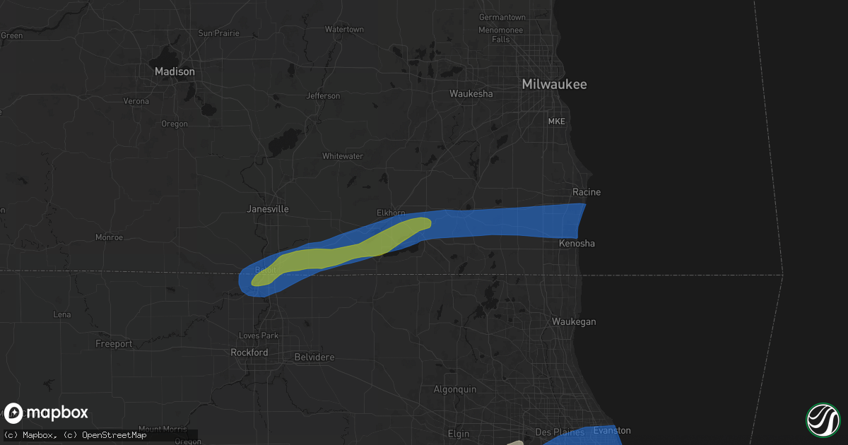 Hail map in Springfield, WI on July 3, 2026