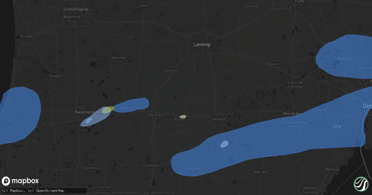 Hail map in Springport, MI on July 3, 2026