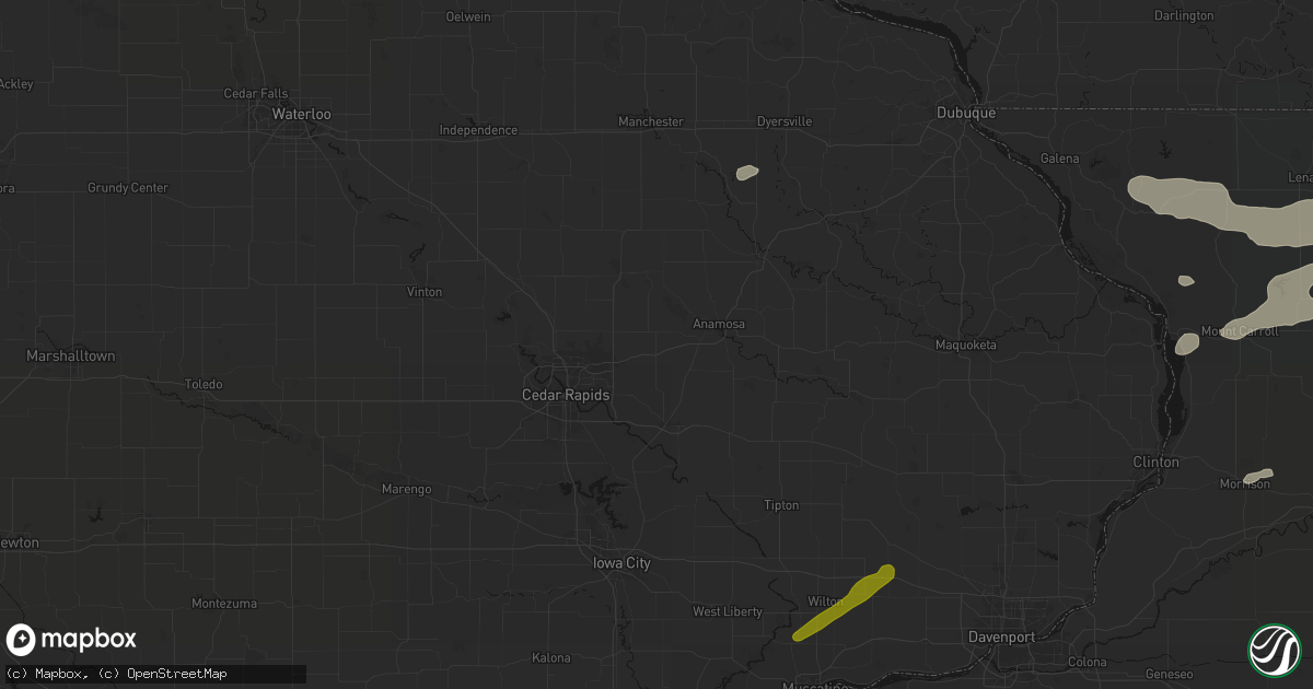 Hail map in Springville, IA on July 3, 2026