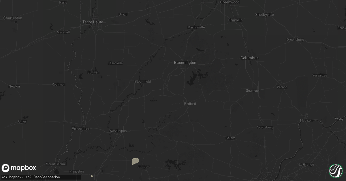 Hail map in Springville, IN on July 3, 2026