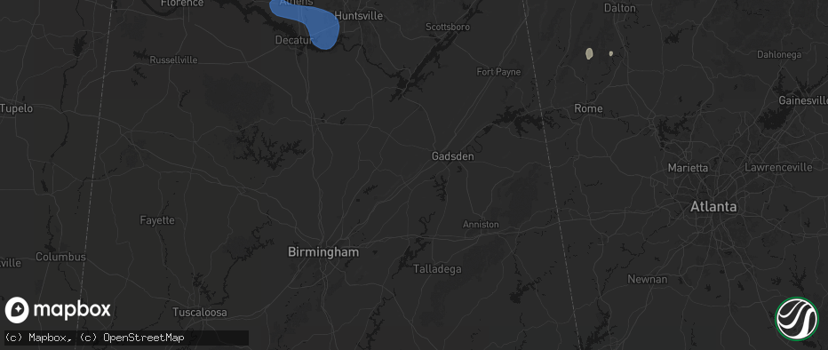 Hail map in Steele, AL on July 3, 2026