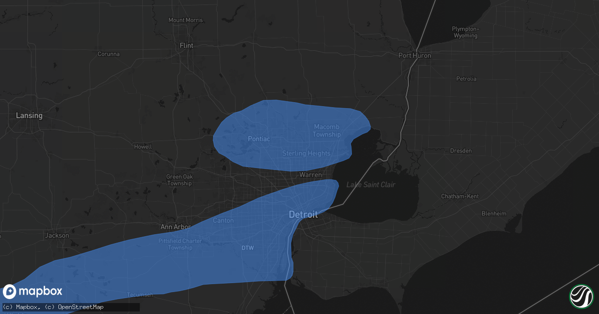 Hail map in Sterling Heights, MI on July 3, 2026
