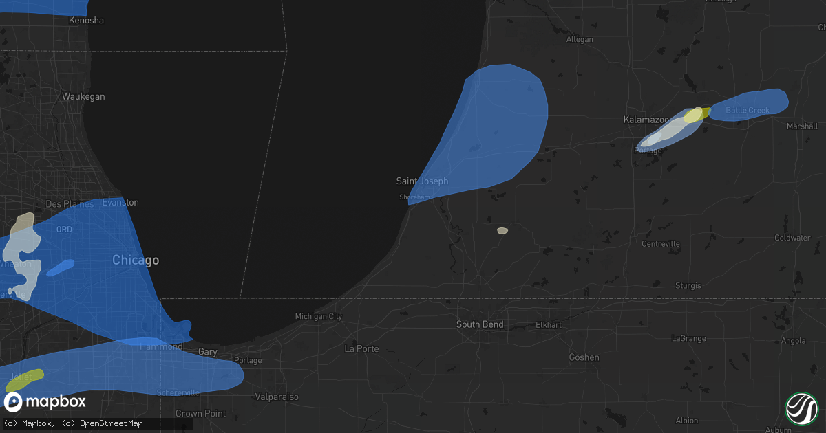 Hail map in Stevensville, MI on July 3, 2026
