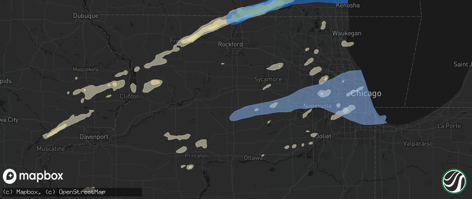 Hail map in Steward, IL on July 3, 2026