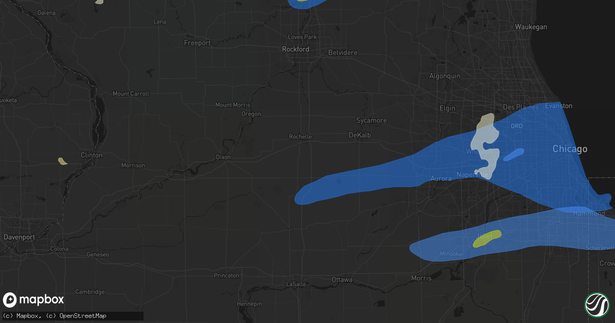 Hail map in Steward, IL on July 3, 2026