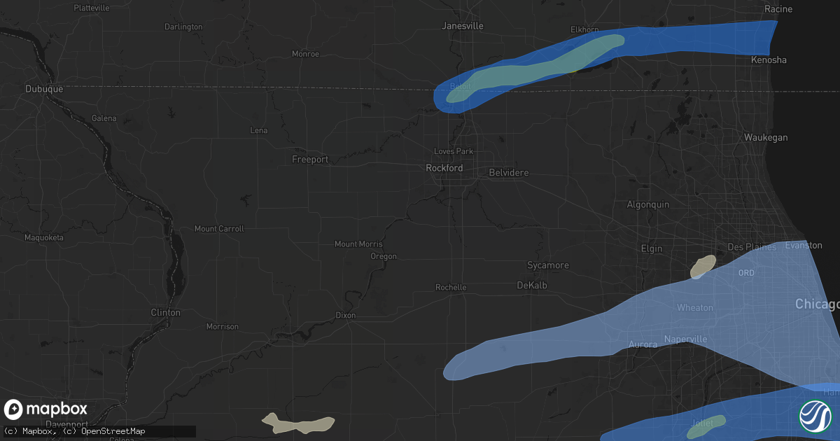 Hail map in Stillman Valley, IL on July 3, 2026