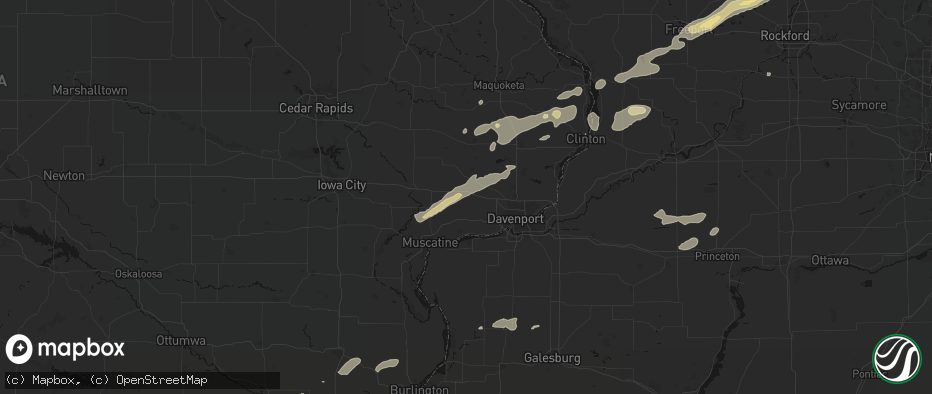 Hail map in Stockton, IA on July 3, 2026