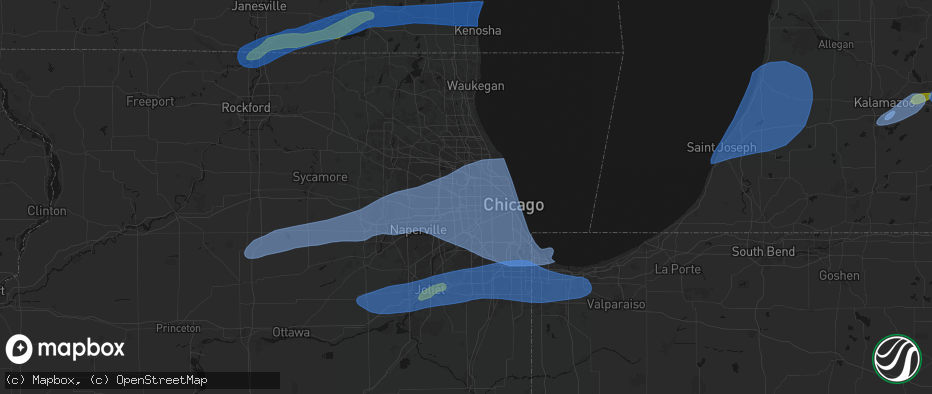 Hail map in Stone Park, IL on July 3, 2026
