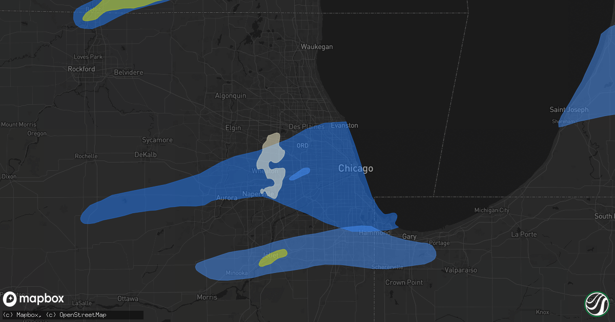 Hail map in Stone Park, IL on July 3, 2026