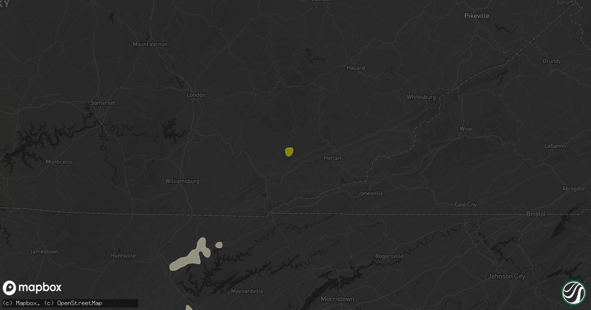 Hail map in Stoney Fork, KY on July 3, 2026