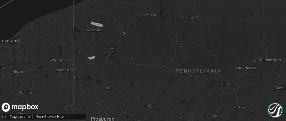 Hail map in Strattanville, PA on July 3, 2026