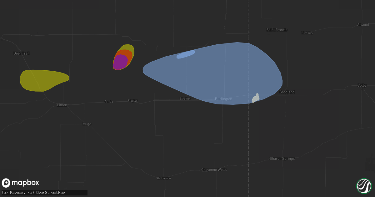 Hail map in Stratton, CO on July 3, 2026