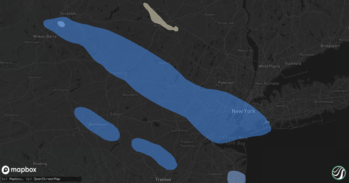 Hail map in Succasunna, NJ on July 3, 2026