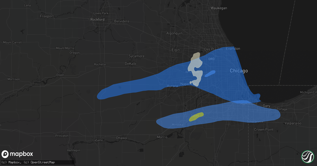 Hail map in Sugar Grove, IL on July 3, 2026