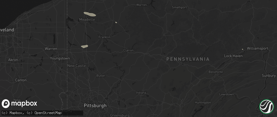 Hail map in Summerville, PA on July 3, 2026