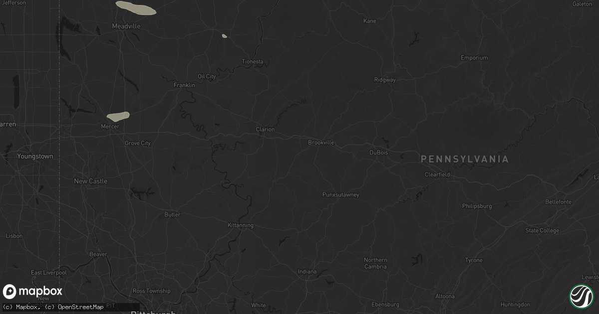 Hail map in Summerville, PA on July 3, 2026