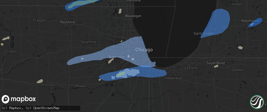 Hail map in Summit Argo, IL on July 3, 2026