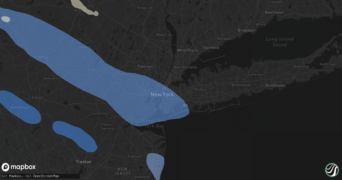 Hail map in Sunnyside, NY on July 3, 2026