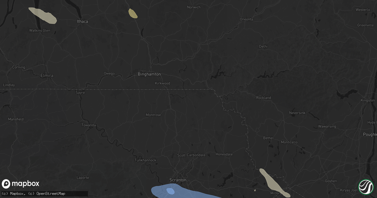 Hail map in Susquehanna, PA on July 3, 2026