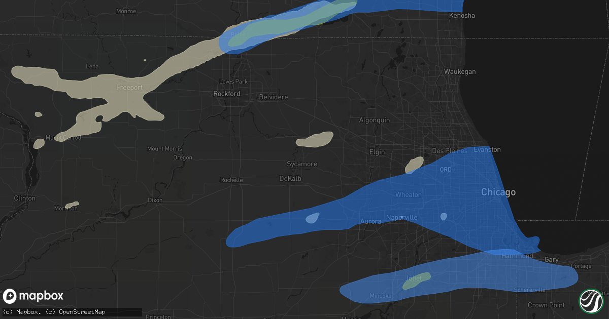 Hail map in Sycamore, IL on July 3, 2026