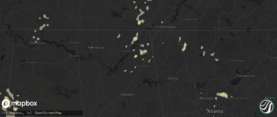 Hail map in Sylvania, AL on July 3, 2026