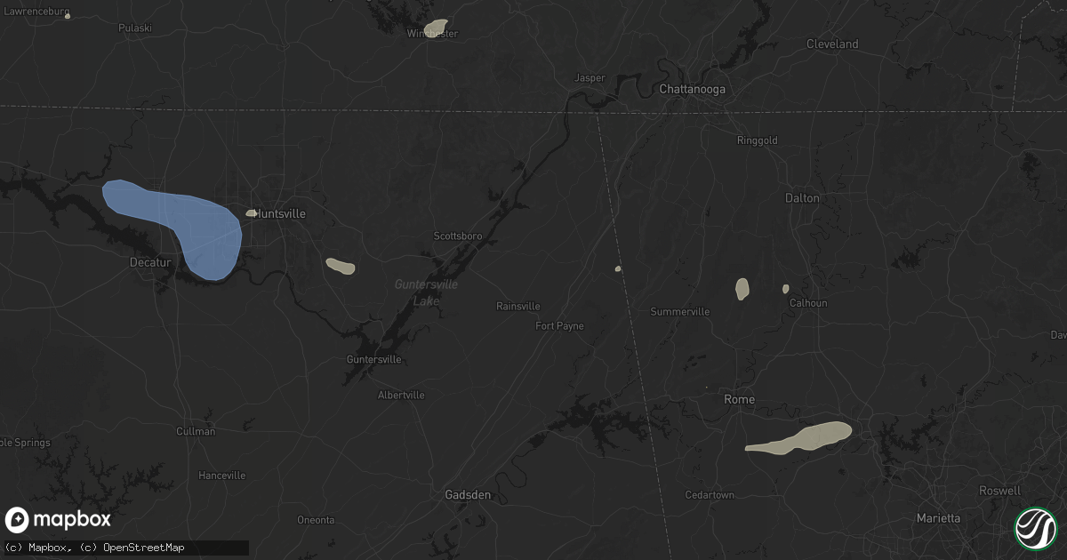 Hail map in Sylvania, AL on July 3, 2026