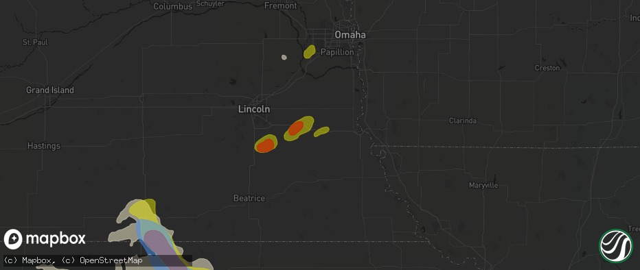 Hail map in Syracuse, NE on July 3, 2026