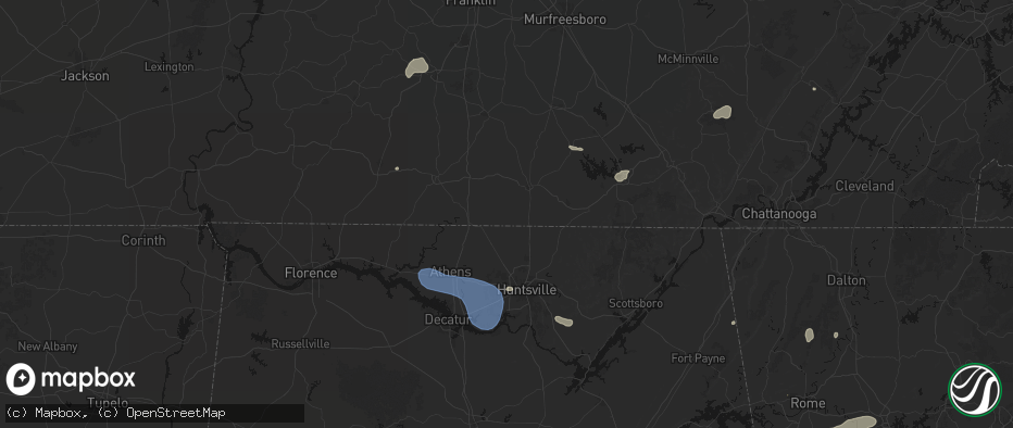 Hail map in Taft, TN on July 3, 2026