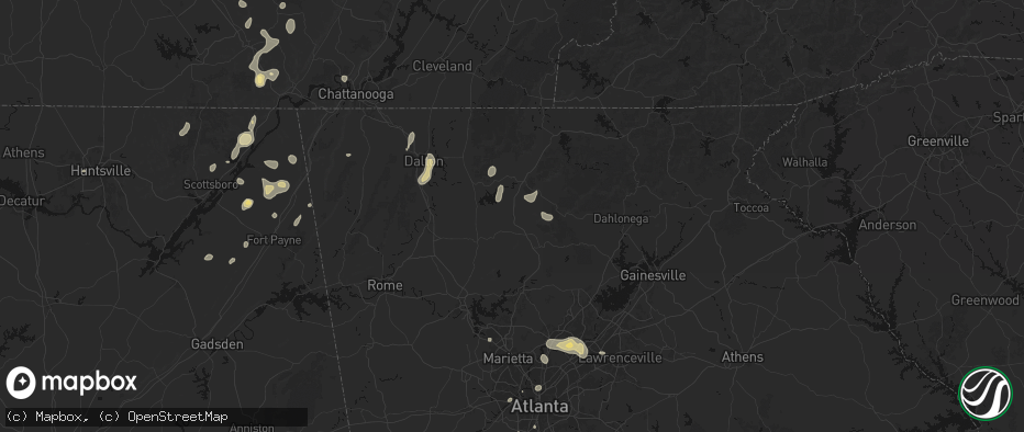 Hail map in Talking Rock, GA on July 3, 2026