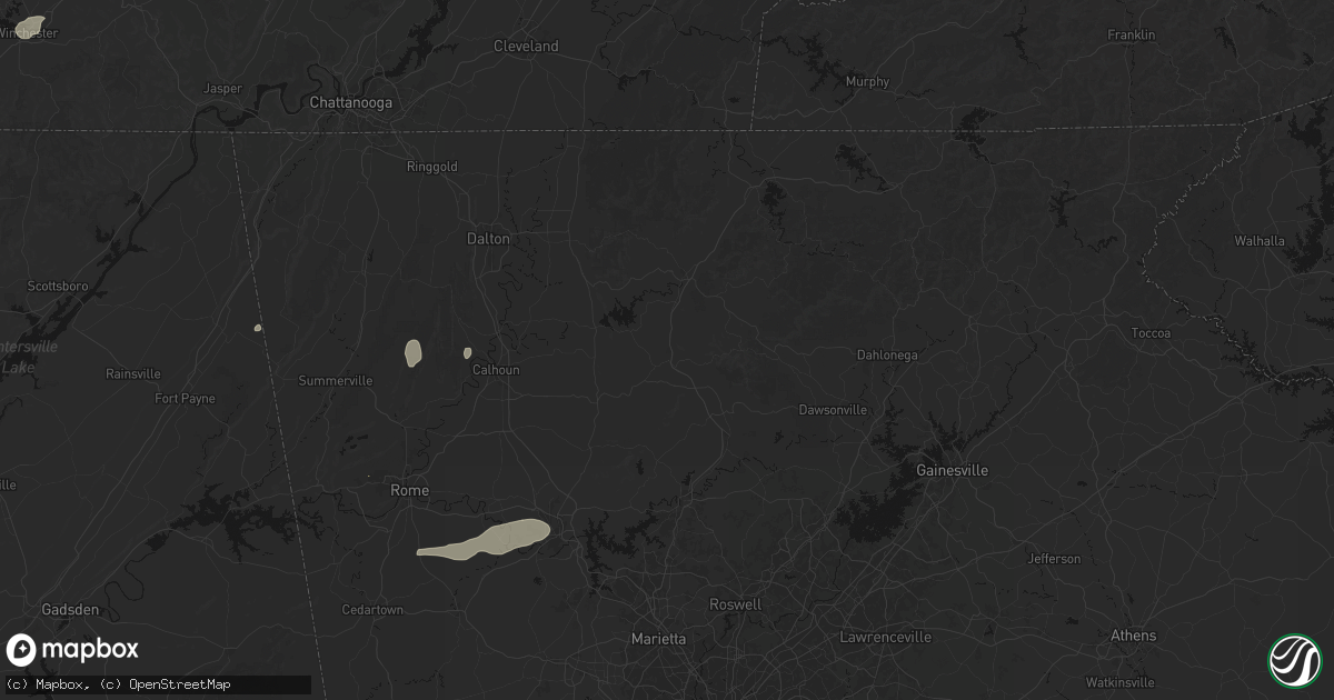 Hail map in Talking Rock, GA on July 3, 2026