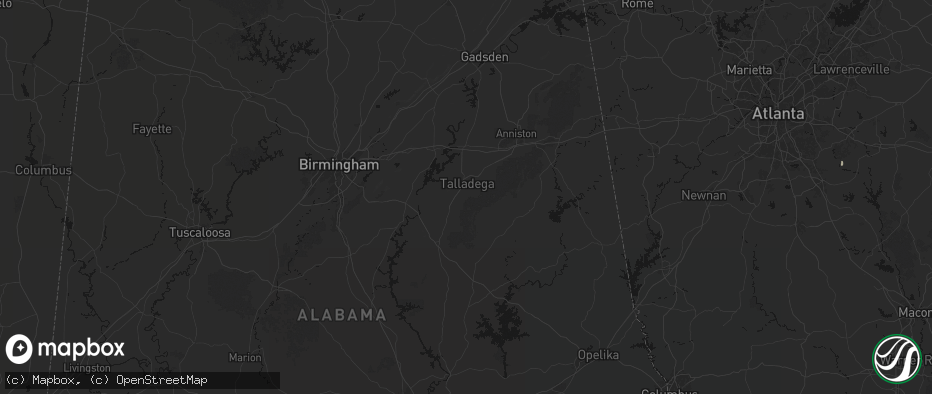 Hail map in Talladega, AL on July 3, 2026