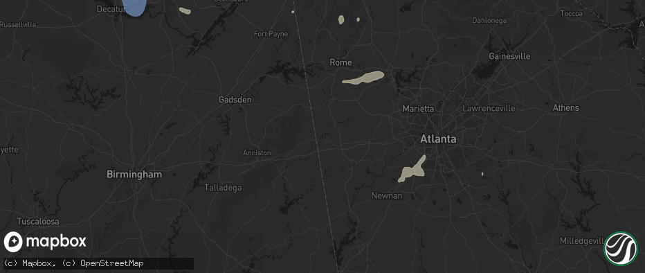 Hail map in Tallapoosa, GA on July 3, 2026