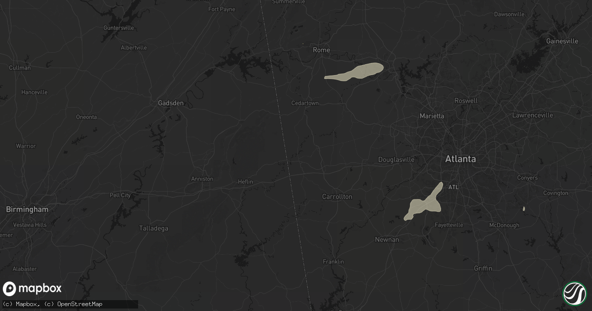 Hail map in Tallapoosa, GA on July 3, 2026